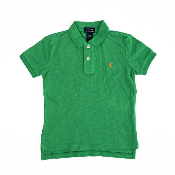 NWT Polo Ralph Lauren Little Boys Mesh Polo Shirt Green Pony Orange $49 - Size 5 - Picture 4 of 9